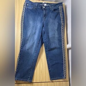 Westport 1962 Blue Denim Jeans - Size 16 embroidery ribbon on the sides